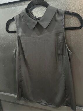 Halogen Black Sleeveless Peter Pan Collar Blouse | Size XS